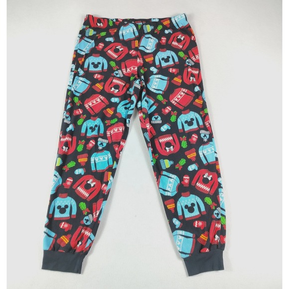 Disney Other - Disney Pajama Pants Youth Large 12-14 Black Fleece Mickey Mouse Christmas Jogger